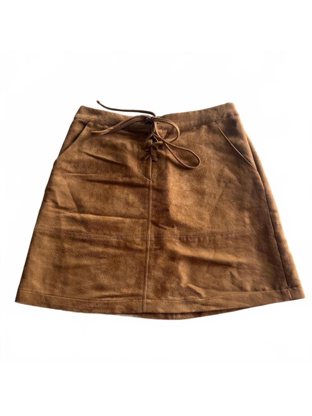 LC Lauren Conrad Faux Suede Mini Skirt Western Lace Up Boho Size 4